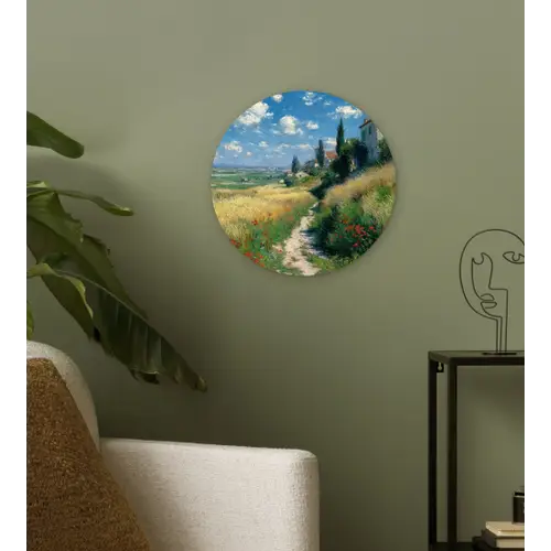 Zandpad - Huis - Bomen - Grasveld Wandcirkel plexiglas klein -sfeer3