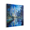 Stad Kuala Lumpur - Skyline - Wolkenkrabbers - Water aluminium wit klein -3d
