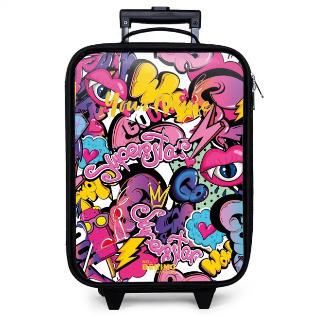 Girly graffiti Kinderkoffer - Zwart klein -zzz_website3d