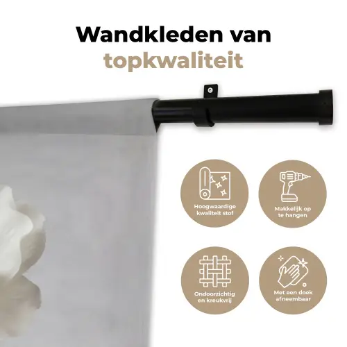Bloem - Minimalistisch -Wit Wandkleed katoen klein -sfeer2