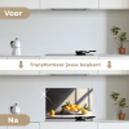 Citroenen - Stilleven - Geel keuken achterwand spatscherm klein -voor_na_NL