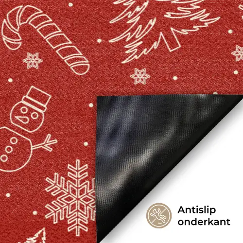 Illustratie - Kerstsymbolen - Rood Deurmat klein 898 -antislip_NL