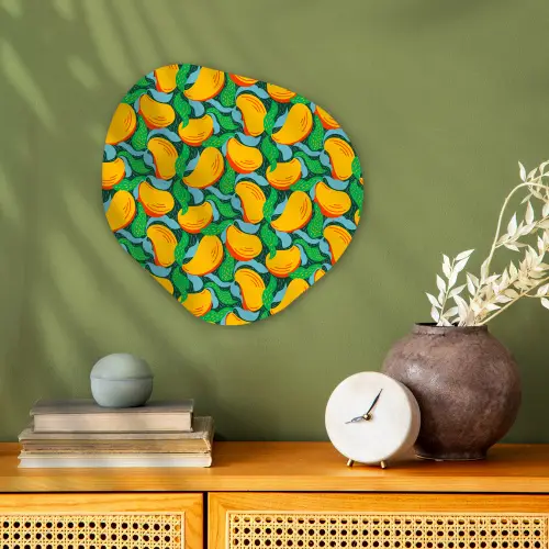 Mango - Patroon - Fruit - Bladeren Wandcirkel Organisch Forex 3mm klein 629 -sfeer2