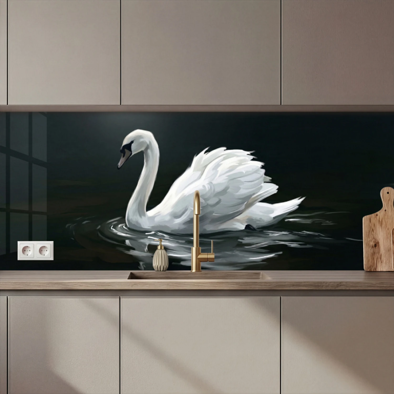 Zwaan - Water - Natuur - Realistisch - Wit keuken achterwand 2 middel zz_3dshopping