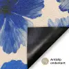 Bloemen - Blauw -Patroon - Wit Deurmat klein -antislip_NL