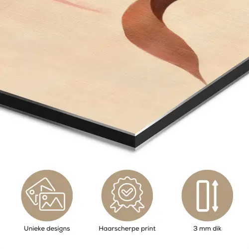 Minimalistisch - Bloem - Bladeren - Beige aluminium wit klein -closeup_NL