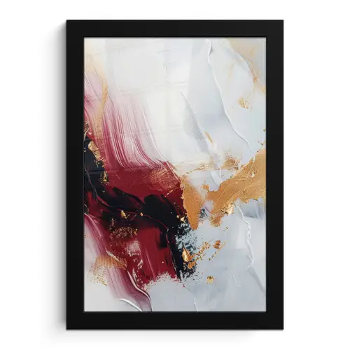 Rood - Abstract - Goud - Modern fotolijst zwart zonder passe partout klein -3d