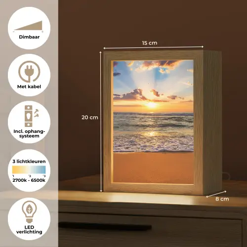 Strand - Zonsondergang - Zee - Wolken - Horizon Light Box met kabel (Tafellamp) klein -USP_NL