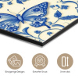 Vlinders - Bloemen - Blauw - Botanisch aluminium wit klein 46 -closeup_DE