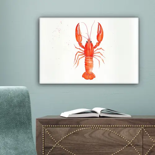 Kreeft - Waterverf - Aquarel - Oranje canvas 2cm klein -sfeer4