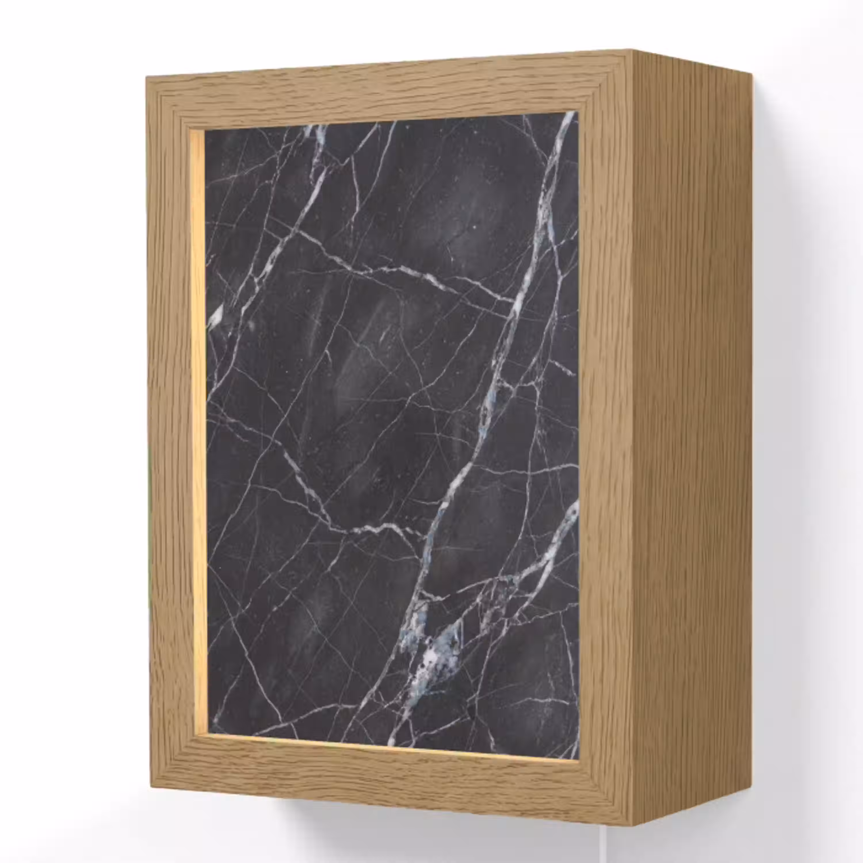 Marmer - Patroon - Modern - Zwart - Wit Light Box met kabel (Wandlamp) klein -3d