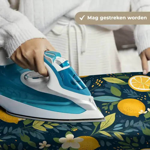 Bloemen - Bladeren - Citroenen - Blauw Wandkleed katoen klein 269 -sfeer9