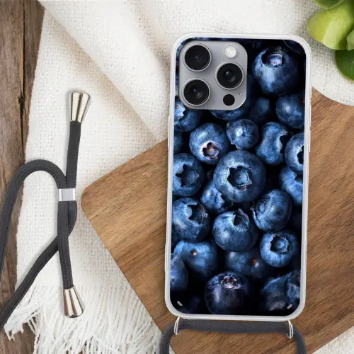 Bessen - Blauw - Fruit Hoesje iPhone 16 Pro Max met koord klein -sfeer4