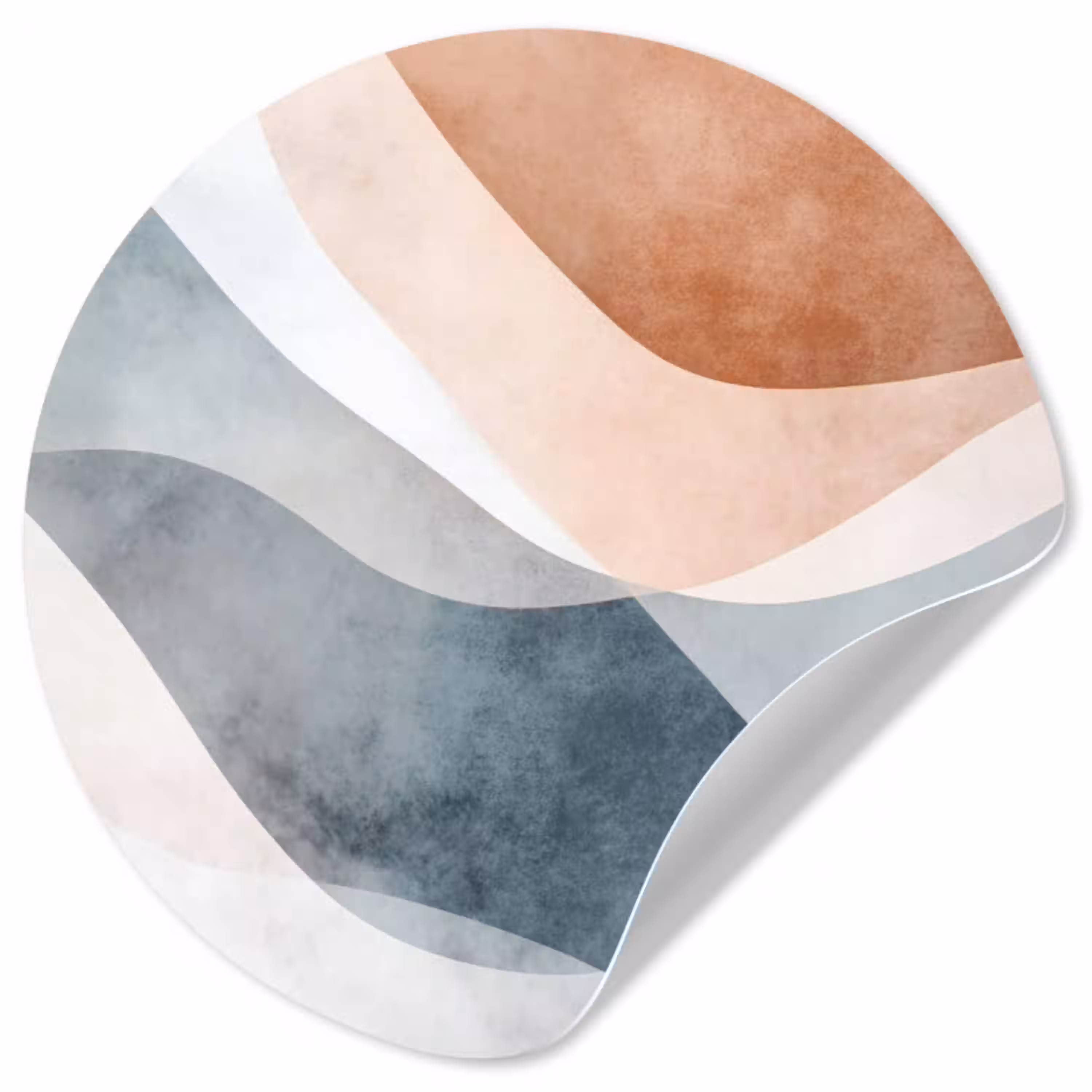 Abstract - Golven - Blauw Wandcirkel behangsticker klein -3d