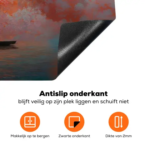 Zee - Boot - Wolken - Oranje Inductie beschermer vinyl 3mm klein -zzzzzzz-td-onderkant