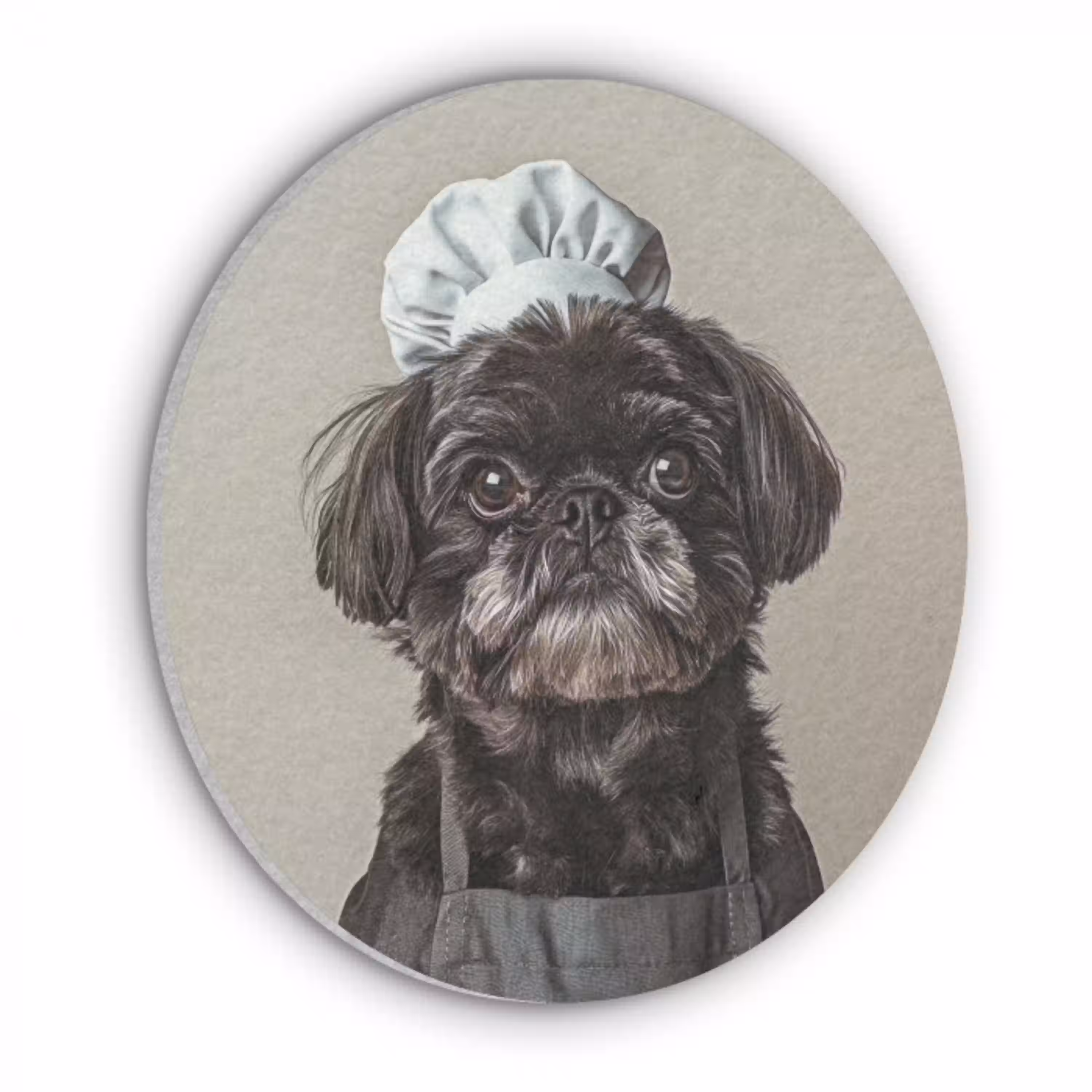 Kokskleding - Zwart - Hondje Akoestische PET Vilt - Rond klein -3d