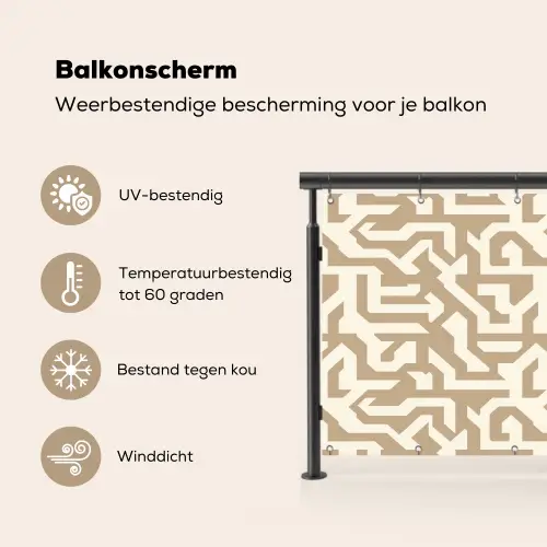 Modern - Abstract - Beige Balkonbeschermer Duitsland klein 596 -specs_NL
