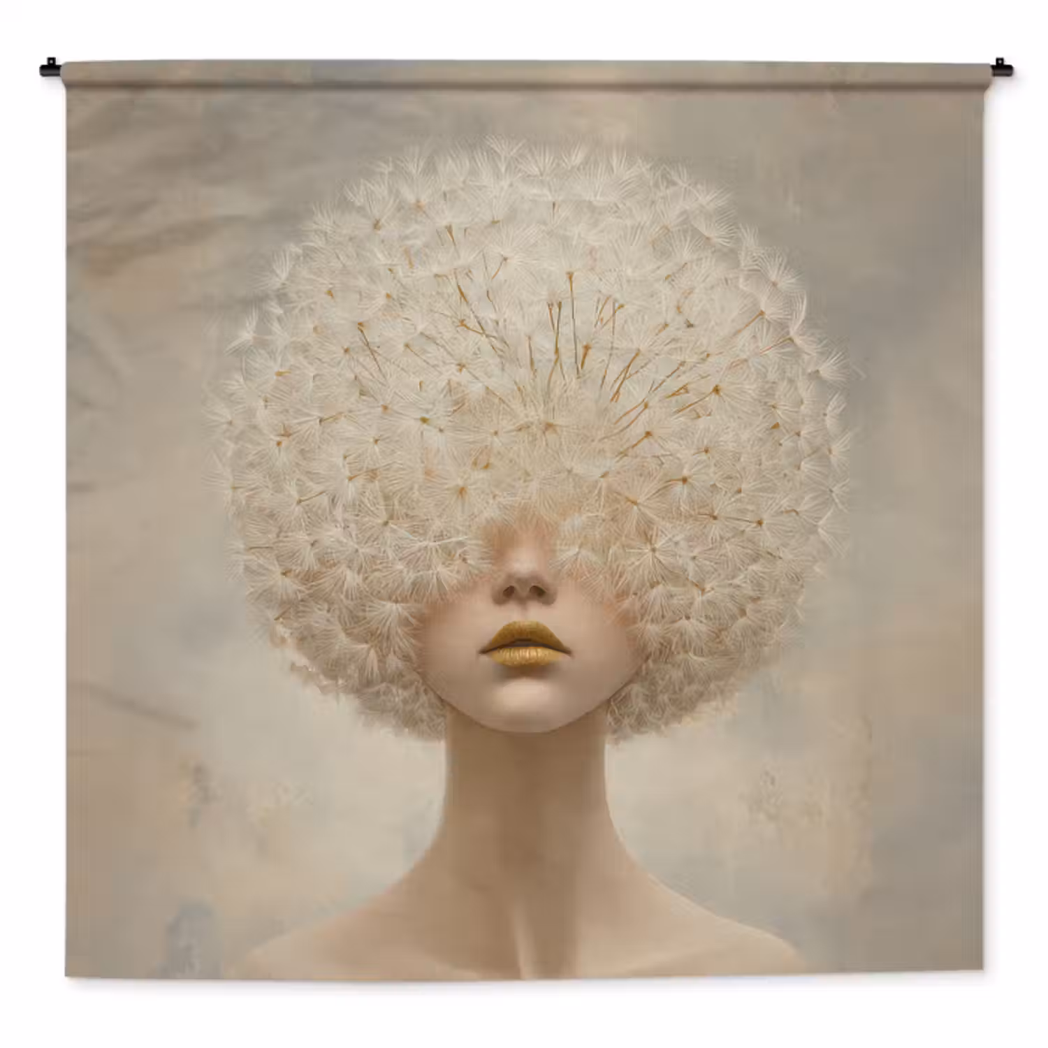 Wandkleed - Dromerig - Beige - Paardenbloemzaadjes