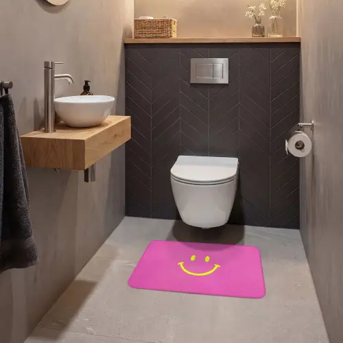 Smiley - Vrolijk - Roze WCmat klein -sfeer2