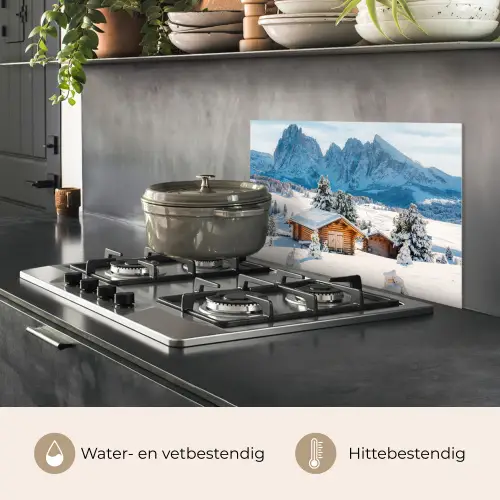 Winter - Huisje - Bergen - Uitzicht - Sneeuw keuken achterwand spatscherm klein -usp_NL
