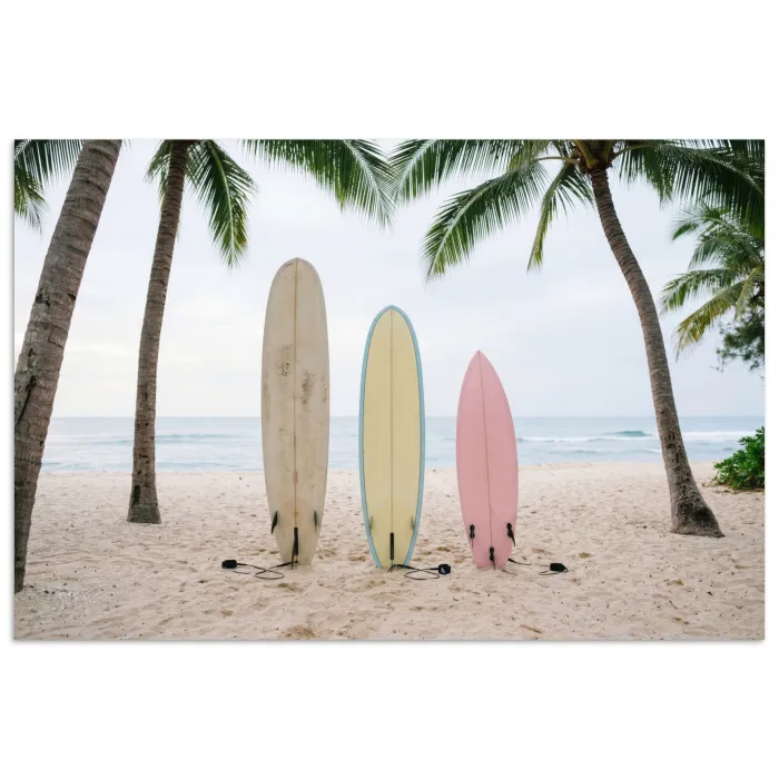 Surfboard - Palmbomen - Kleurrijk poster papier klein -3d