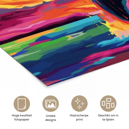 Zonsondergang - Walvis - Geschilderd - Kleurrijk poster papier klein -closeup_NL