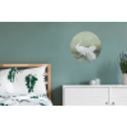 Pauwen - Wit - Natuur - Groen Wandcirkel aluminium klein -slaapkamer