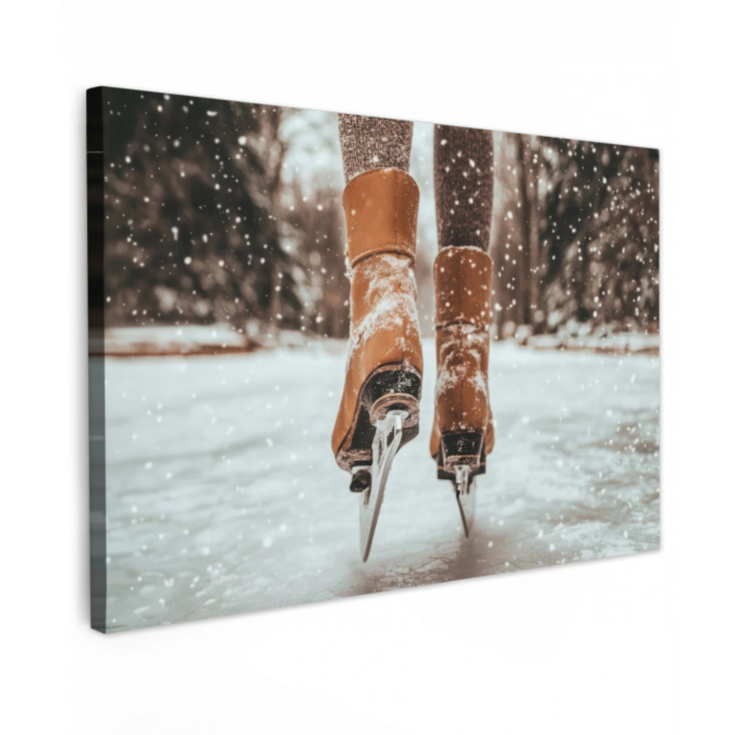 Schaatsen - IJs - Winter - Sneeuw Tuinposter op houten frame 2 cm dik klein -3d