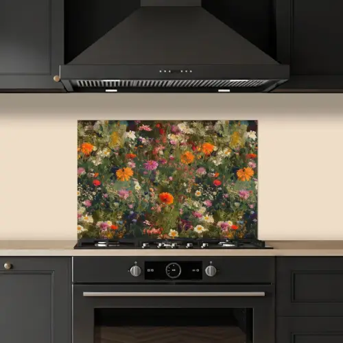 Bloemenveld - Kleuren - Verf keuken achterwand spatscherm klein 900 -sfeer1