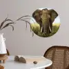 Olifant - Natuur - Gras - Dieren - Landschap Wandcirkel behangsticker klein -sfeer3