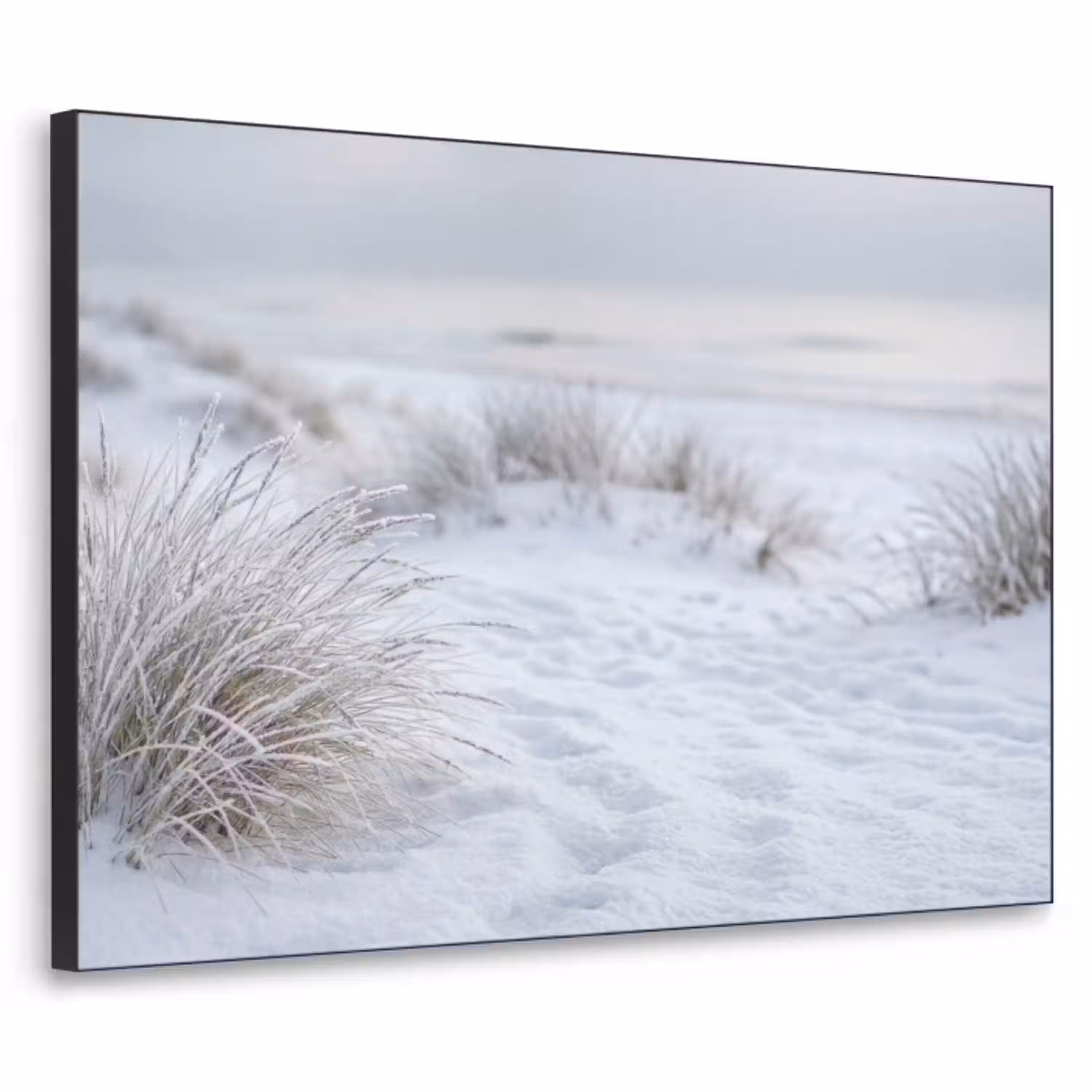 Duinen - Sneeuw - Strand - Winter - Serene Textielframe zwart klein -3d