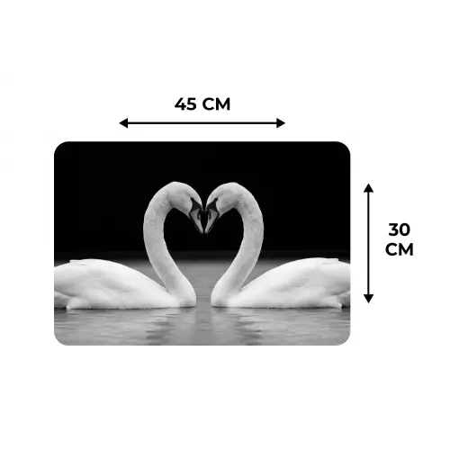 Zwanen - Hart - Zwart - Wit Placemat vinyl groot -specs
