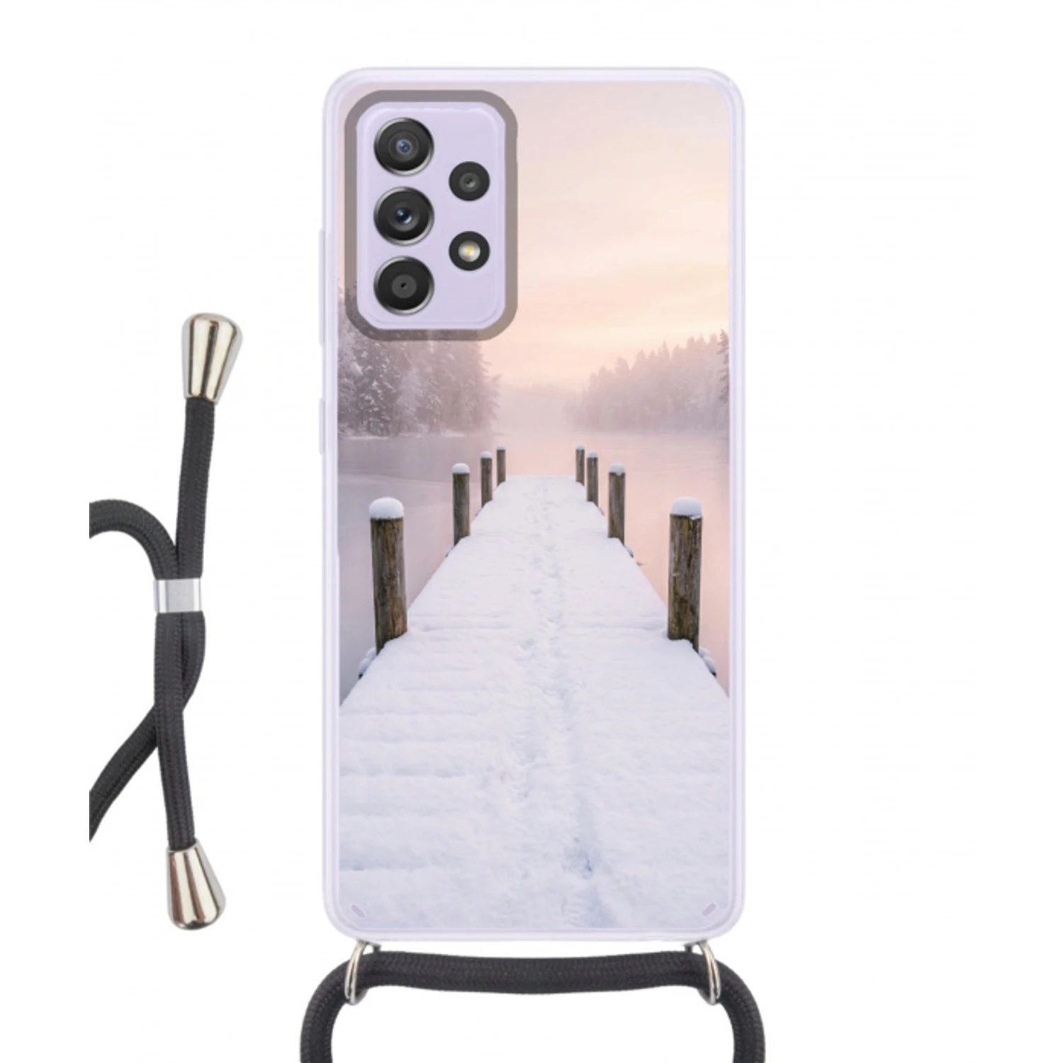 Steiger - Meer - Mist - Winter - Serene Hoesje Samsung Galaxy A52 5G met koord klein -3d