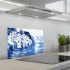 Dorp - Rotswand - Roeiboot - Water keuken achterwand spatscherm klein -3d_schuin