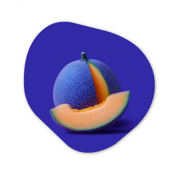 Meloen - Blauw - Oranje - Kunstzinnig Wandcirkel Organisch Forex 3mm klein -3d