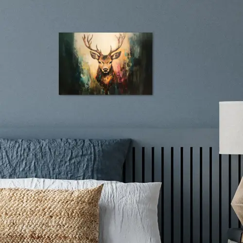 Hert - Geverfd - Gewei - Bruin poster papier klein -sfeer2