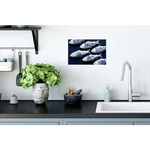 Vissen - Delfts - Blauw - Keramiek Muursticker klein -keuken