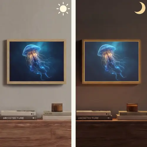 Kwal - Lichtgevend - Tentakels - Blauw Light Box met batterij (Wandlamp) middel -sfeer3
