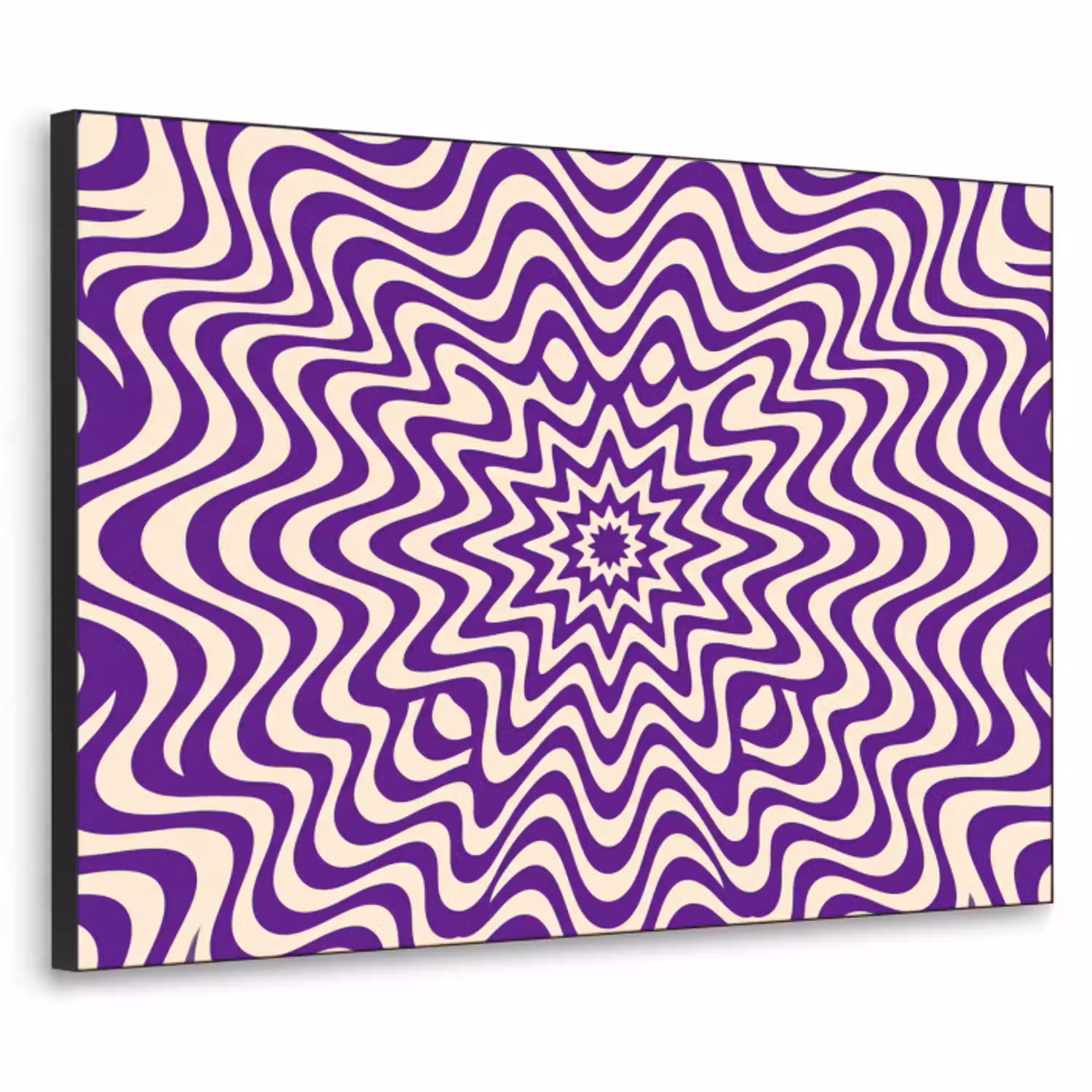 Abstract - Golven - Optisch - Modern - Paars Textielframe zwart klein -3d