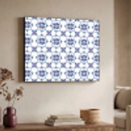 Modern - Patroon - Blauw - Roze Textielframe zwart klein 947 -sfeer3