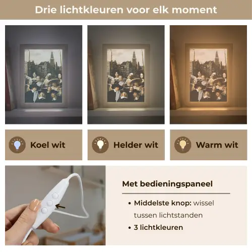 Schilderij - Oude Meesters - Collage Light Box met kabel (Wandlamp) klein -USP_lichtkleurNL