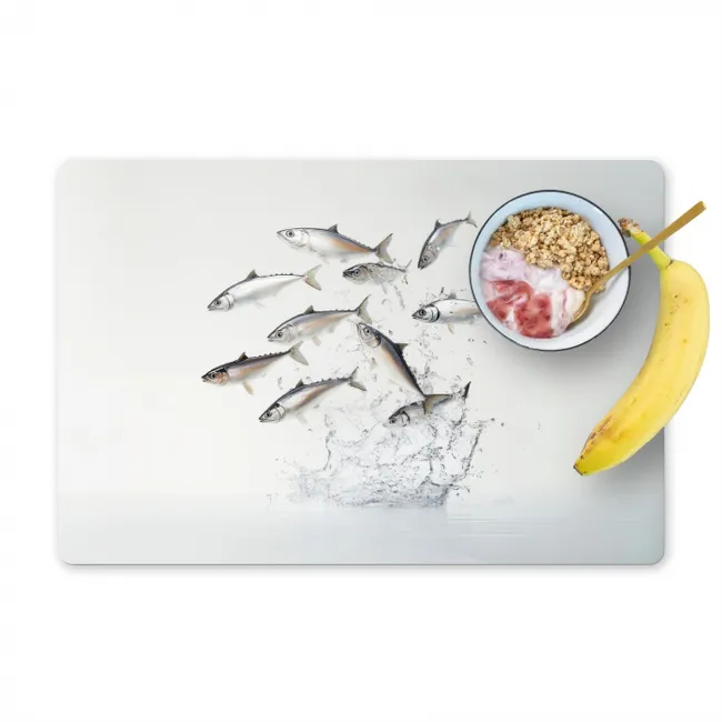 Vissen - Water - Wit Placemat vinyl groot -zzzproduct_Kitchenyeah-website