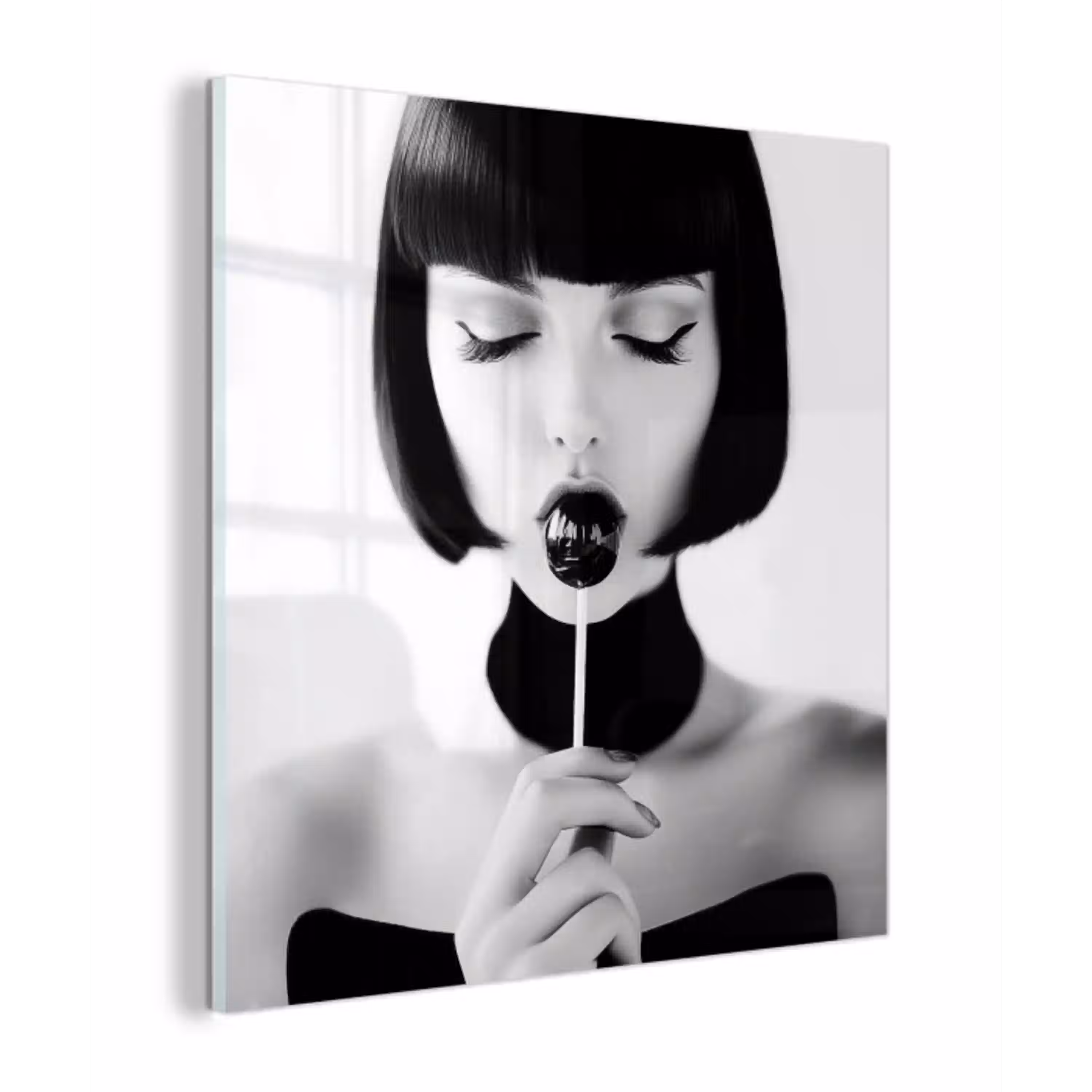 Vrouw - Lolly - Zwart - Wit plexiglas 5mm klein -z3d