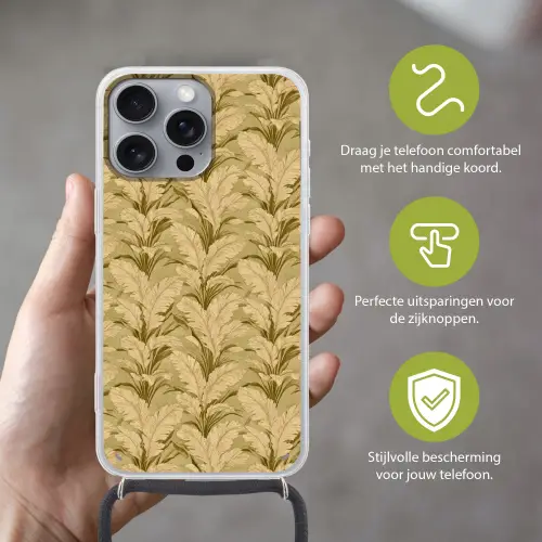Palmbladeren - Klassiek - Groen Hoesje iPhone 16 Pro Max met koord klein 804 -sfeer2_NL
