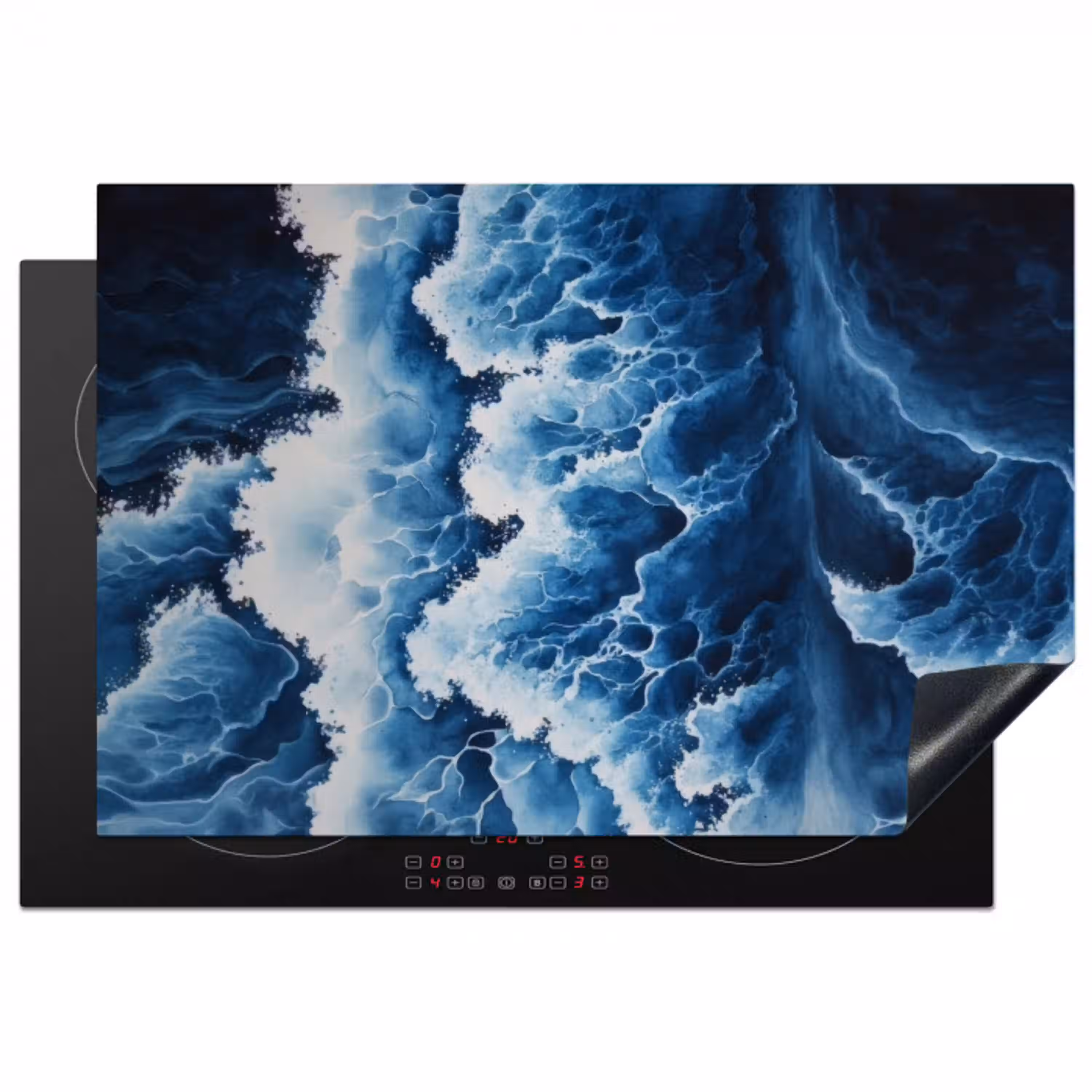 Golven - Blauw - Schuim Inductie beschermer vinyl 3mm klein -3d