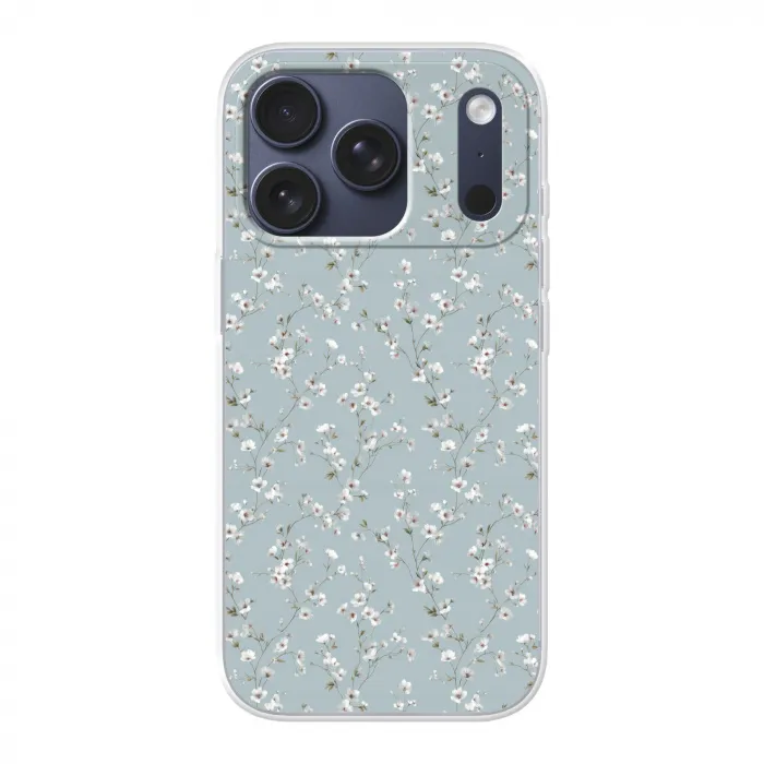 Klassiek - Bloemen - Blauw Telefoonhoesje iPhone 17 Pro klein 878 -3d