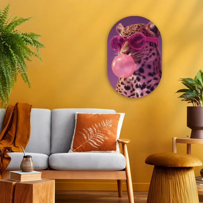 Panter - Zonnebril - Kauwgombel - Roze Wandcirkel Ovaal Forex klein -sfeer4