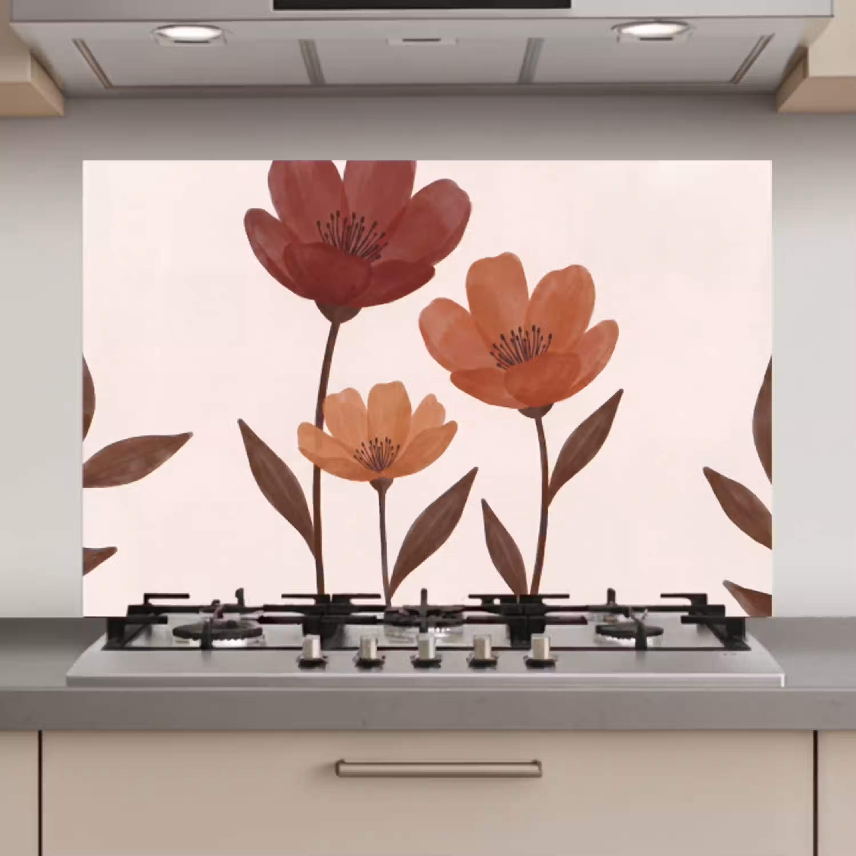 Bloemen - Abstract - Modern - Bruin - Decoratief keuken achterwand spatscherm klein -3d_website