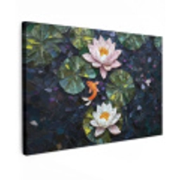 Glasstukjes - Leliebladeren - Vis - Oranje Tuinposter op houten frame 2 cm dik klein -3d