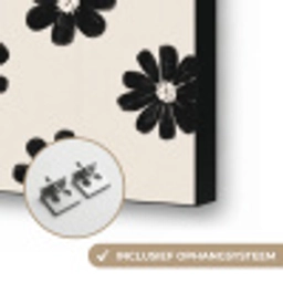 Grafisch - Madeliefjes - Zwart - Beige Textielframe zwart klein 947 -USP_ophangsysteemNL